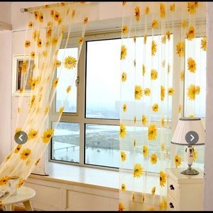 Sun flower sheer window curtain.